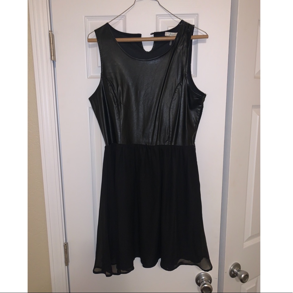 Leather mini dress